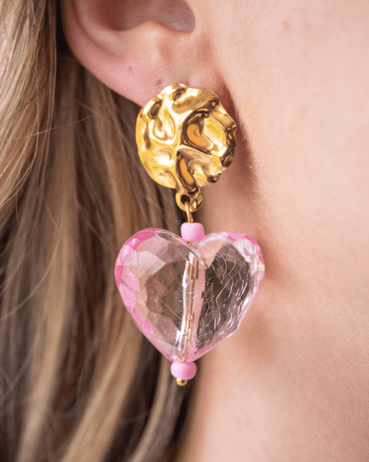 Le Caramelle | Handmade Heart Earrings in Pink