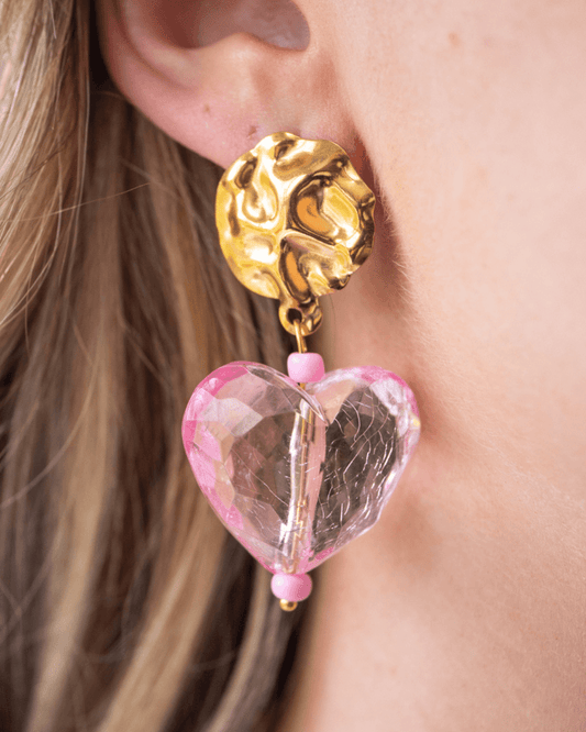 Le Caramelle | Handmade Heart Earrings in Pink