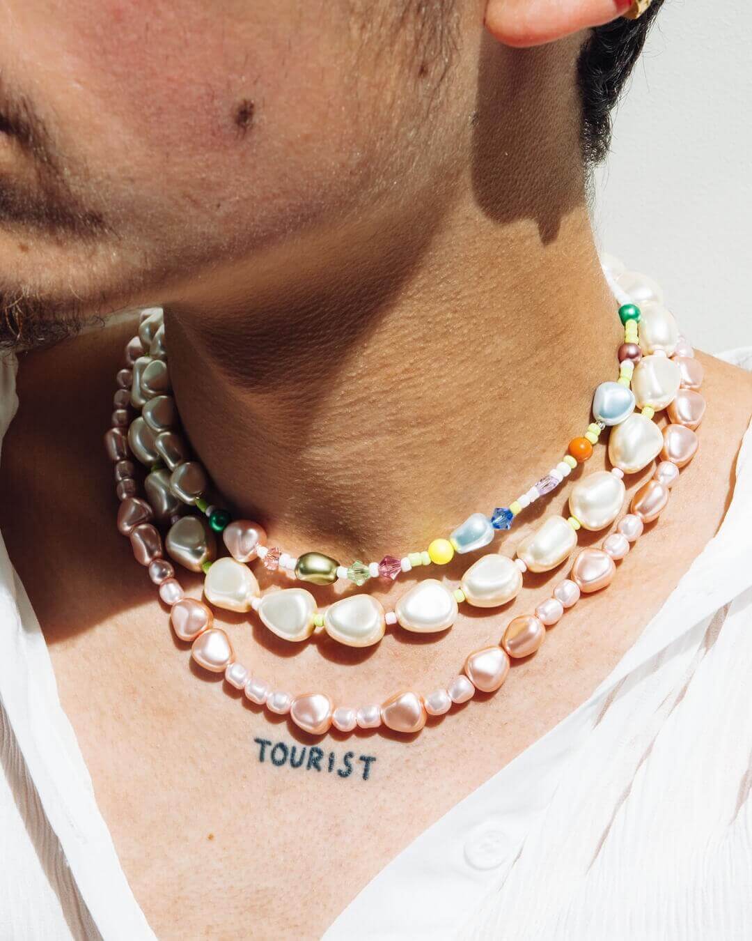 Il Mare, La Grande & La Rosa Handmade Vegan Pearl Layered Necklace Set