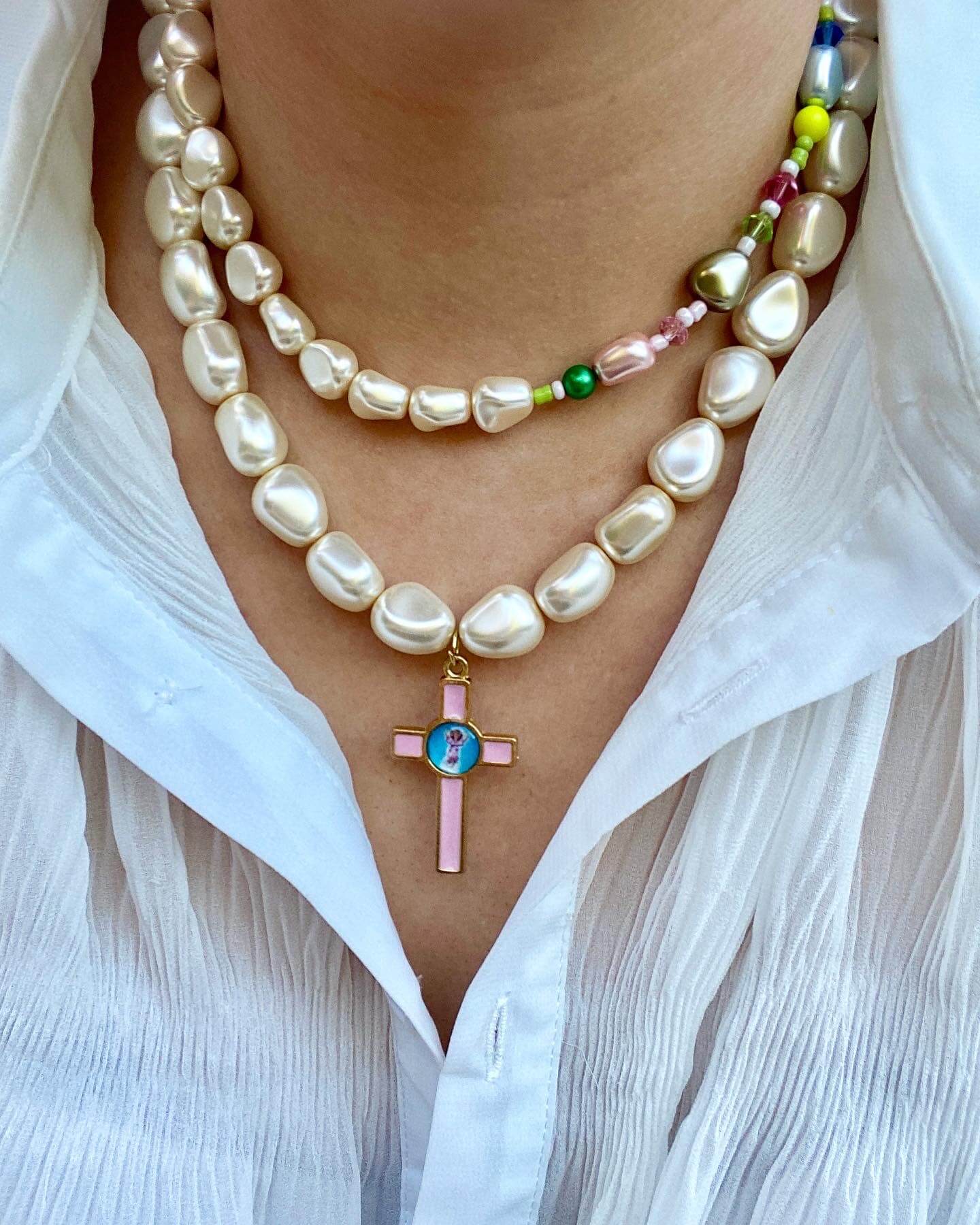 Il Mare & La Contessa Handmade Vegan Pearl Layered Necklace Set