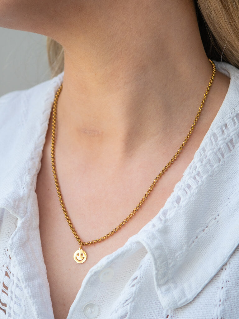 Felice 18k Gold Plated Stainless Steel Smiley Necklace