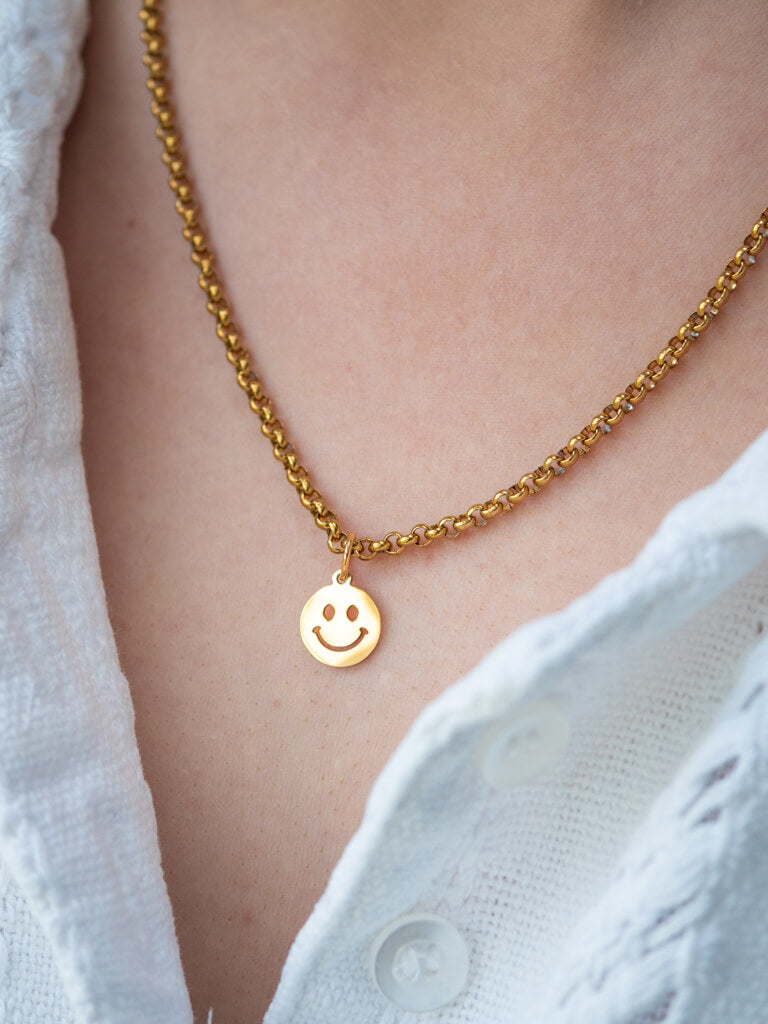 Felice 18k Gold Plated Stainless Steel Smiley Necklace
