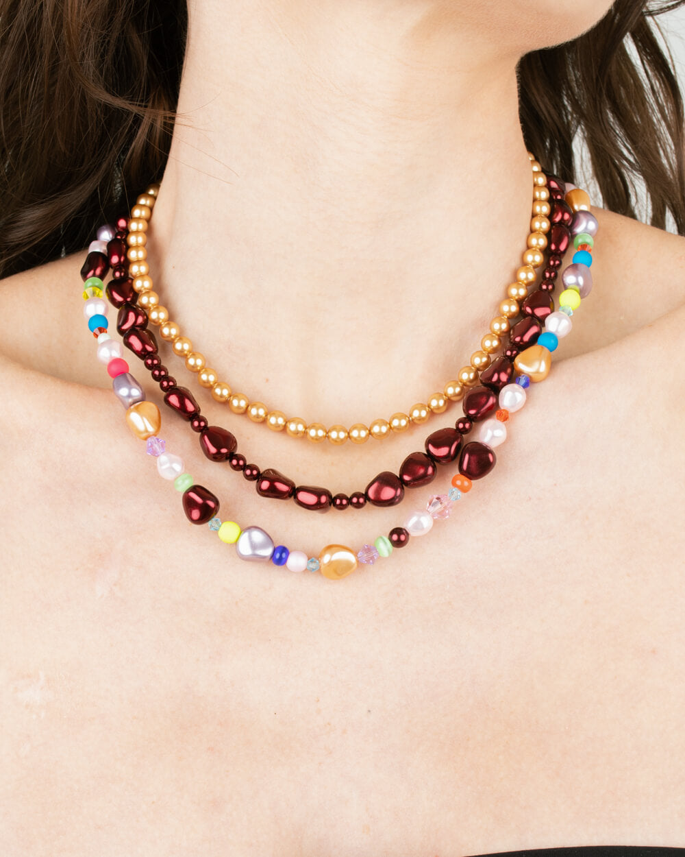 Sogni D'Oro, Il Melograno & La Galassia Handmade Vegan Pearl Layered Necklace Set