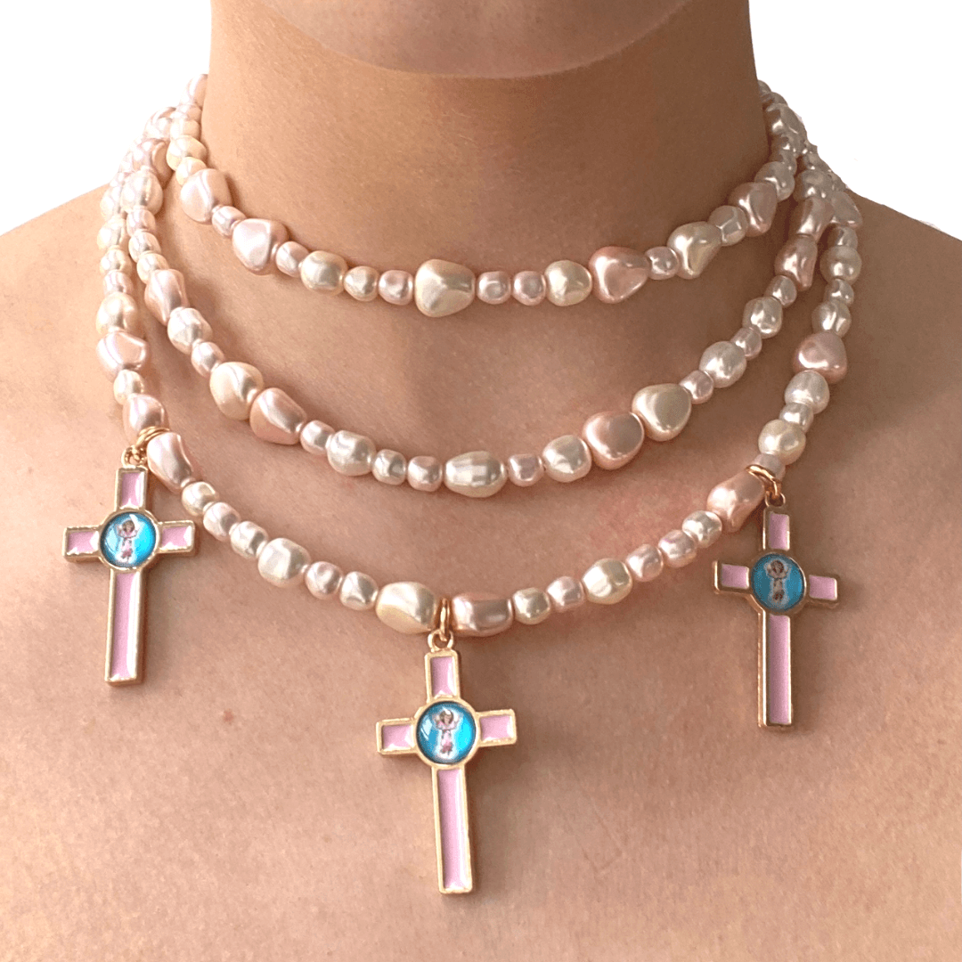 La Regina | Handmade Vegan Pearl Triple Strand Necklace