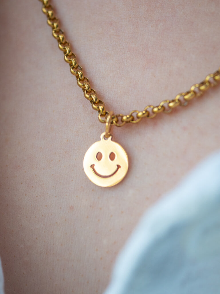 Felice 18k Gold Plated Stainless Steel Smiley Necklace