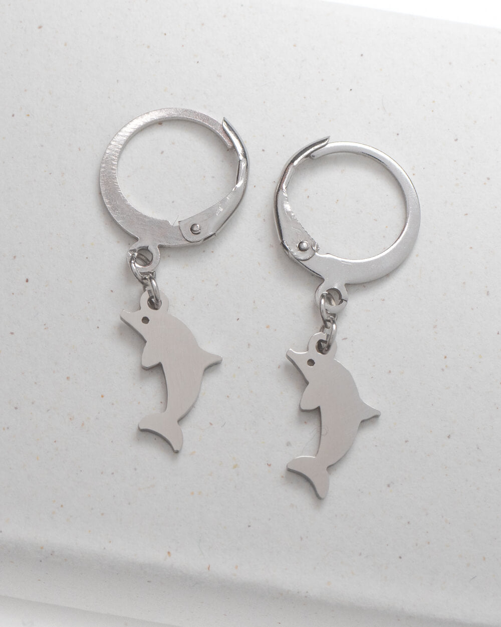 Stainless Steel Dolphin Huggie Hoop Earrings