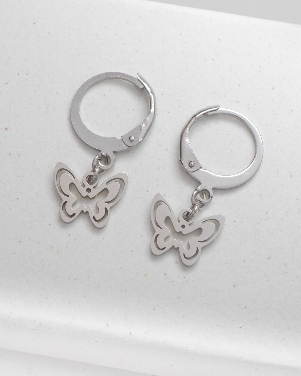 La Farfalla | Stainless Steel Butterfly Huggie Hoop Earrings